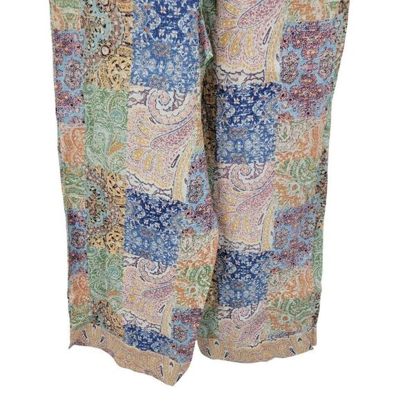 Rachel Zoe Womens Linen Multicolor Paisley Patchwork Wide-Leg Pants Sz L Boho - Picture 12 of 14